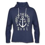 Unisex Lightweight Terry Hoodie - heather navy