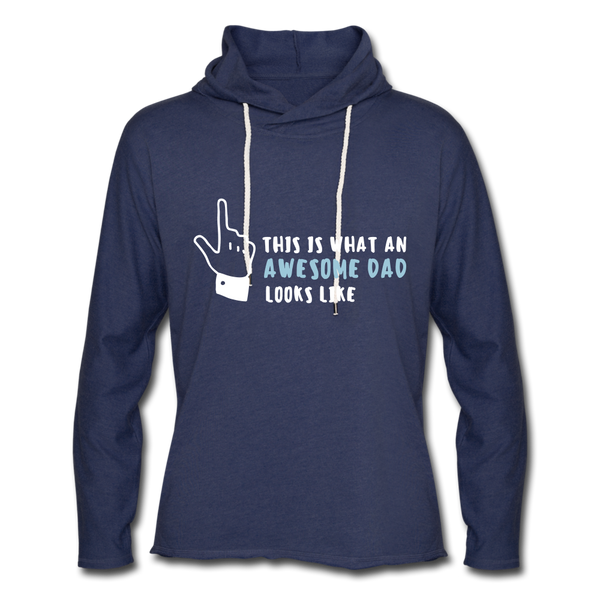 Unisex Lightweight Terry Hoodie - heather navy