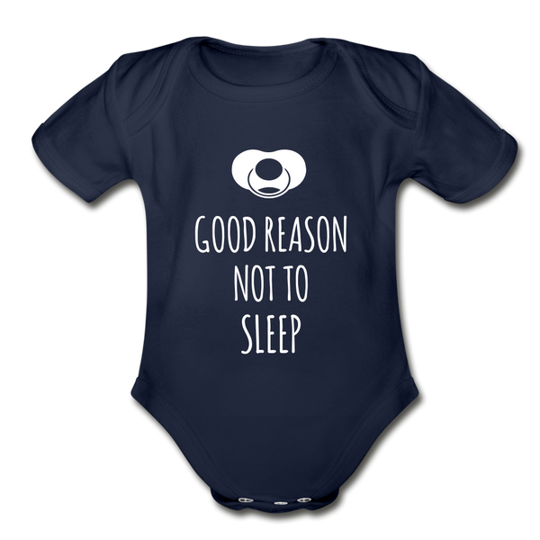 Organic Short Sleeve Baby Bodysuit - dark navy