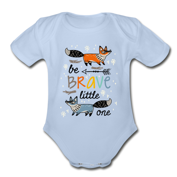 Organic Short Sleeve Baby Bodysuit - sky