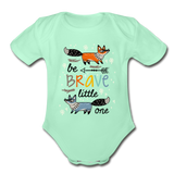 Organic Short Sleeve Baby Bodysuit - light mint