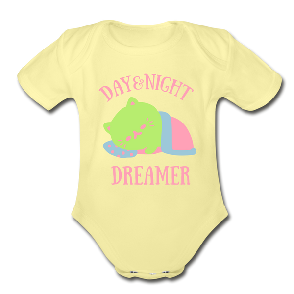 Organic Short Sleeve Baby Bodysuit - washed yellow