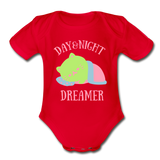 Organic Short Sleeve Baby Bodysuit - red