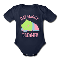 Organic Short Sleeve Baby Bodysuit - dark navy