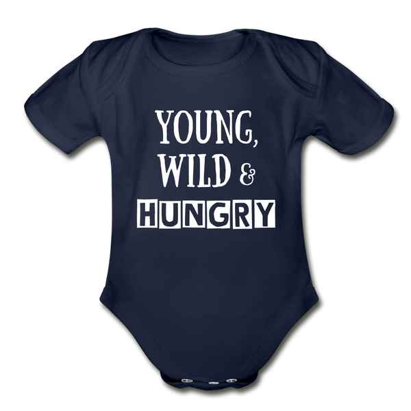 Organic Short Sleeve Baby Bodysuit - dark navy