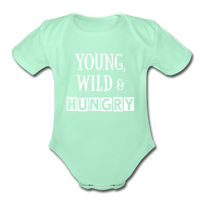 Organic Short Sleeve Baby Bodysuit - light mint